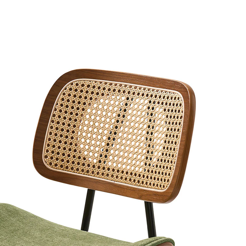 Doley Mid-Century Modern Dining Chair with Rattan Backrest,Set of 2 - Image 7