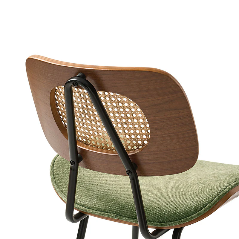 Doley Mid-Century Modern Dining Chair with Rattan Backrest,Set of 2 - Image 8
