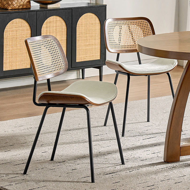 Doley Mid-Century Modern Dining Chair with Rattan Backrest,Set of 2 - Image 9