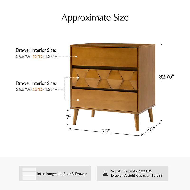 Haidee Mid-century Modern 3-Drawer Dresser with Built-in Charging Station & Flared Legs - Image 11