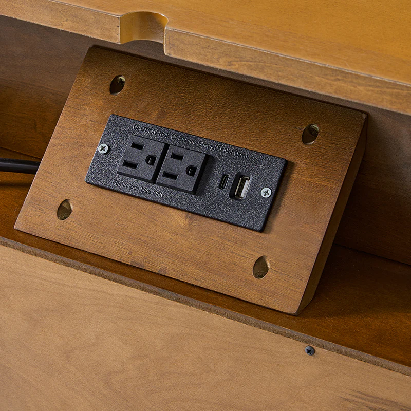 Haidee Mid-century Modern 3-Drawer Dresser with Built-in Charging Station & Flared Legs - Image 15