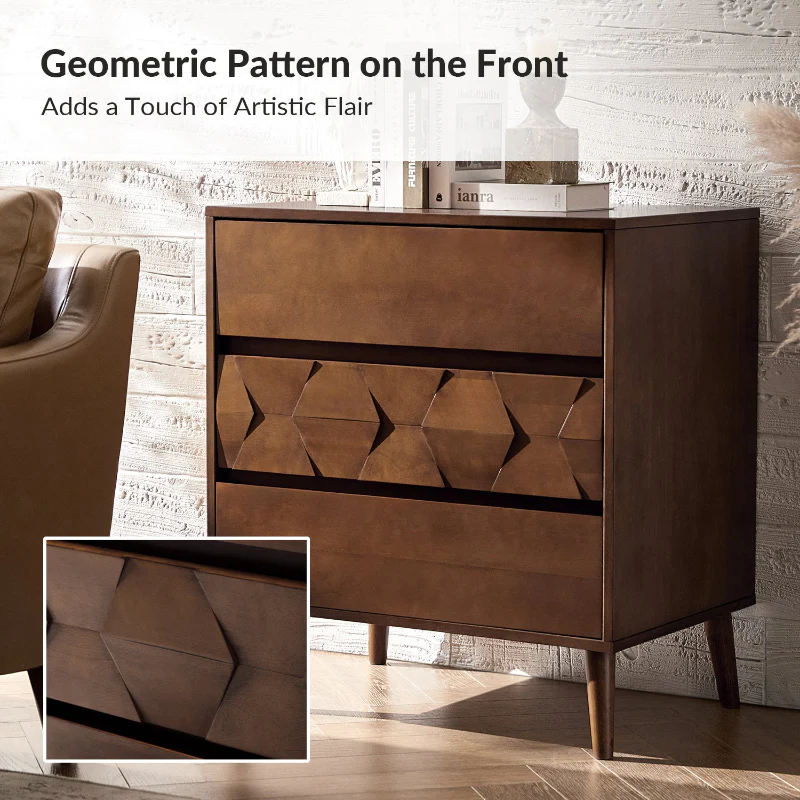 Haidee Mid-century Modern 3-Drawer Dresser with Built-in Charging Station & Flared Legs - Image 18