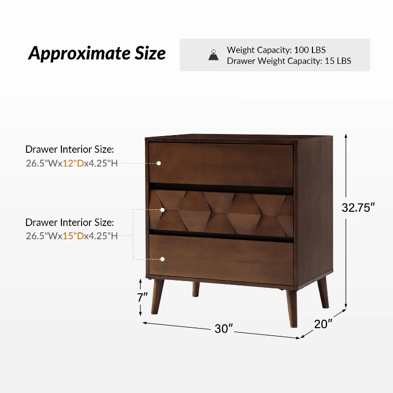 Haidee Mid-century Modern 3-Drawer Dresser with Built-in Charging Station & Flared Legs - Image 19
