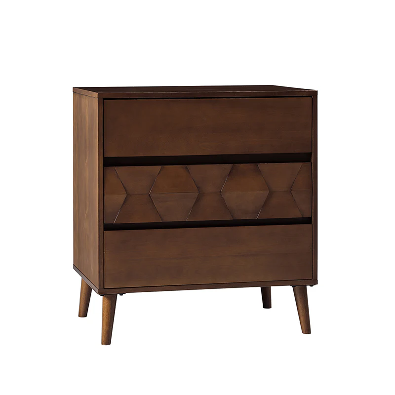 Haidee Mid-century Modern 3-Drawer Dresser with Built-in Charging Station & Flared Legs - Image 4