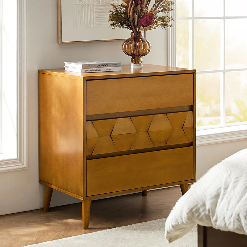 Haidee Mid-century Modern 3-Drawer Dresser with Built-in Charging Station & Flared Legs - Image 9