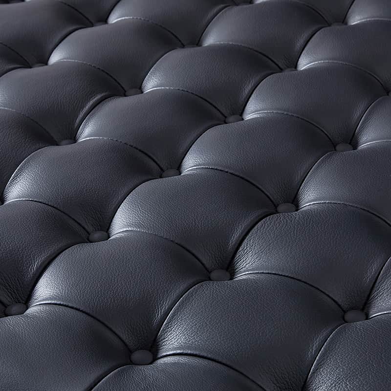 Elisa Mid-century Modern Genuine Leather Ottoman - Image 14