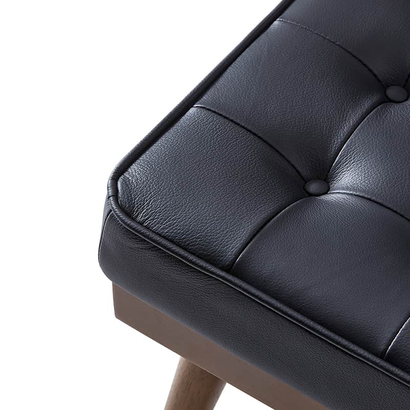 Elisa Mid-century Modern Genuine Leather Ottoman - Image 15