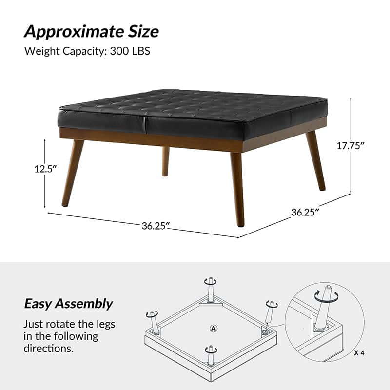 Elisa Mid-century Modern Genuine Leather Ottoman - Image 19