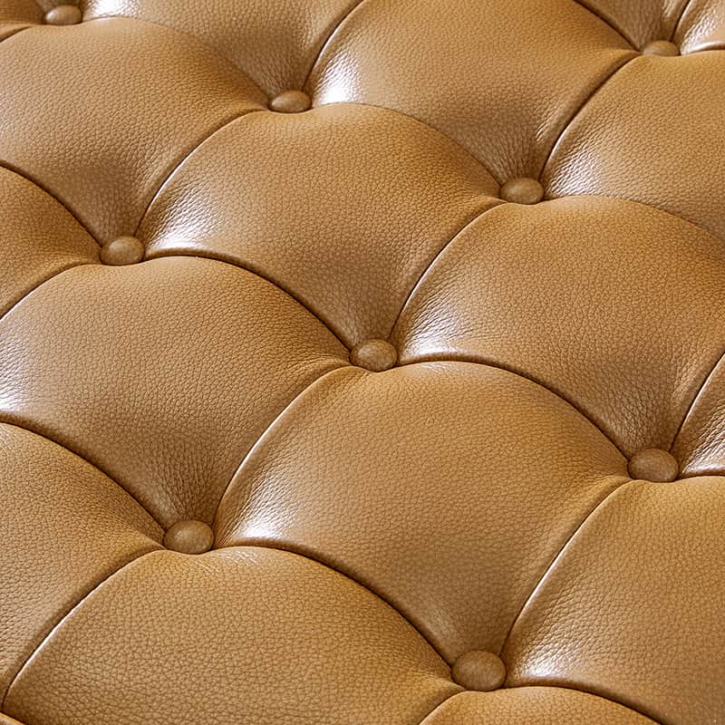 Elisa Mid-century Modern Genuine Leather Ottoman - Image 6