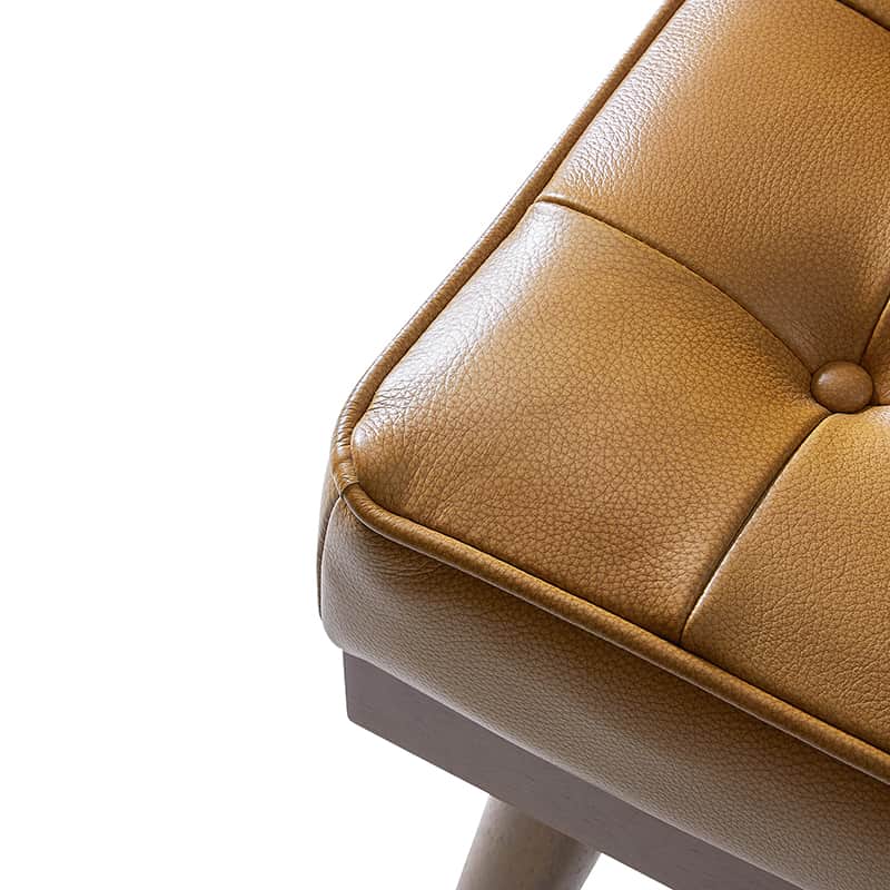 Elisa Mid-century Modern Genuine Leather Ottoman - Image 7