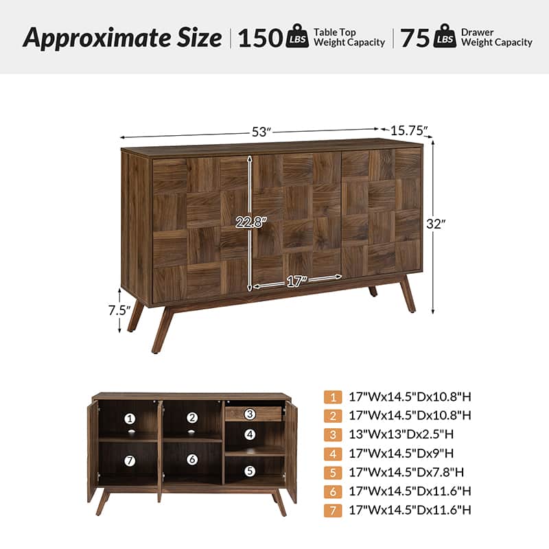 Werner Mid-century Modern Sideboard with Cable Management - Image 3