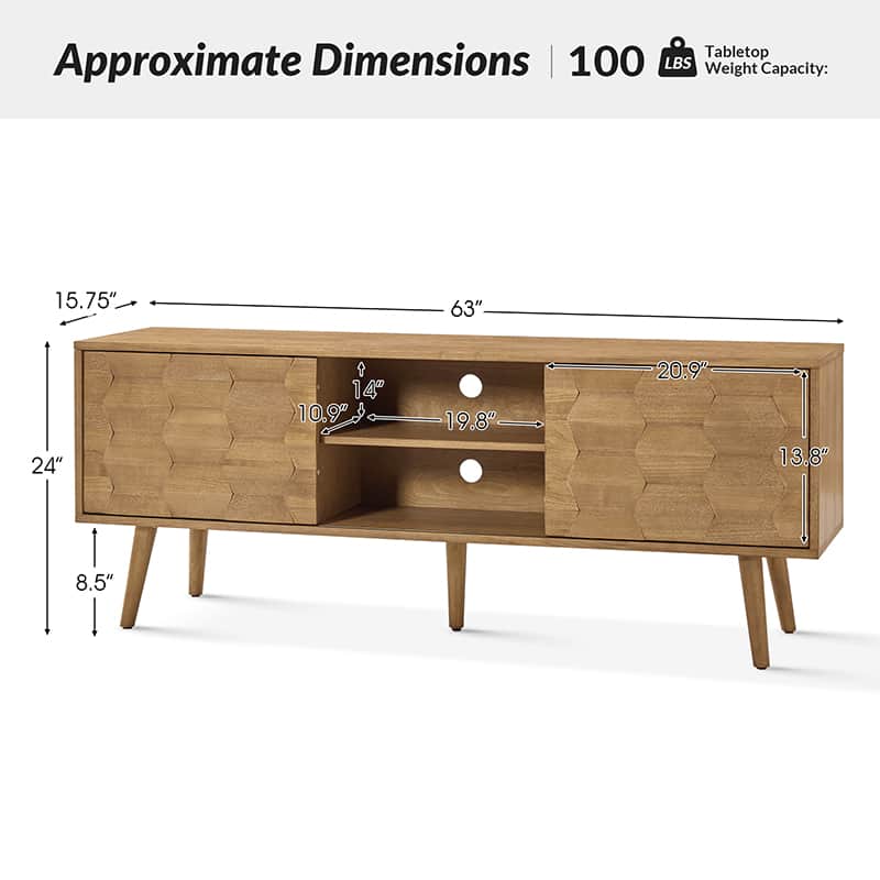 Velasco Mid-century Modern TV Stand with Built-in Cable Management - Image 3