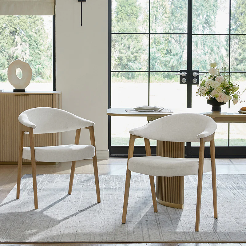 Elena Mid-Century Modern Upholstered Dining Chair with Solid Wood Legs,Set Of 2 - Image 10