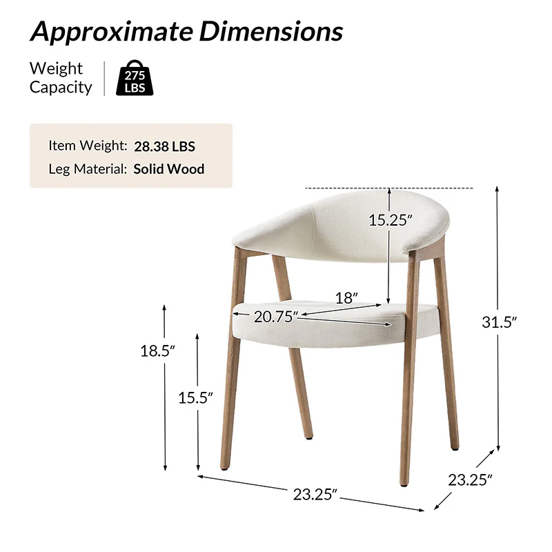 Elena Mid-Century Modern Upholstered Dining Chair with Solid Wood Legs,Set Of 2 - Image 11