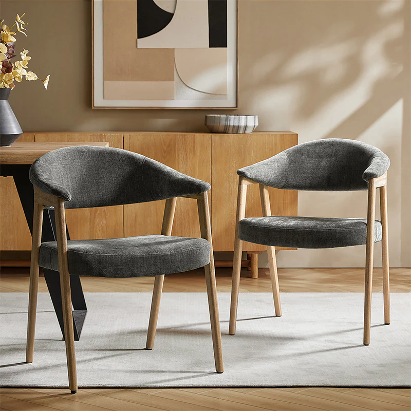 Elena Mid-Century Modern Upholstered Dining Chair with Solid Wood Legs,Set Of 2 - Image 17