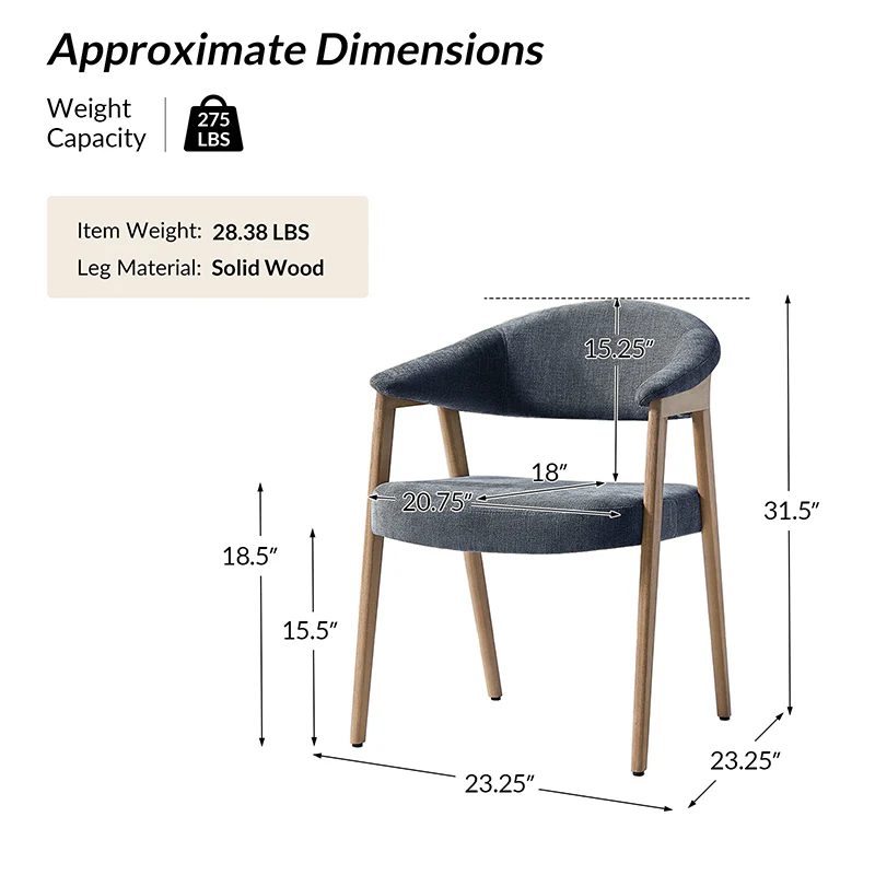 Elena Mid-Century Modern Upholstered Dining Chair with Solid Wood Legs,Set Of 2 - Image 35