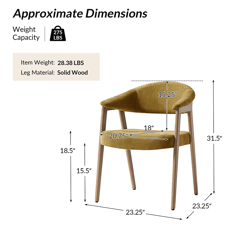 Elena Mid-Century Modern Upholstered Dining Chair with Solid Wood Legs,Set Of 2 - Image 43