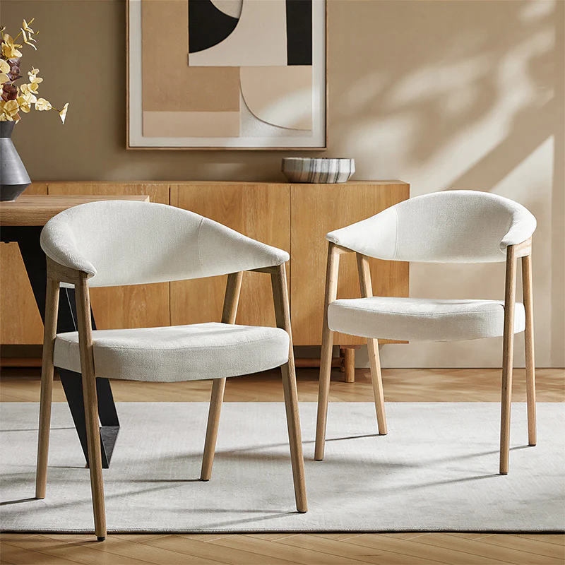 Elena Mid-Century Modern Upholstered Dining Chair with Solid Wood Legs,Set Of 2 - Image 9