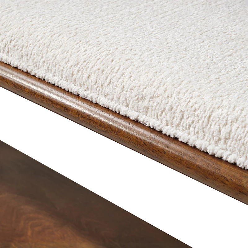 Mid-Century Modern Wood Bench with Open Shoe Storage Shelf - Image 16