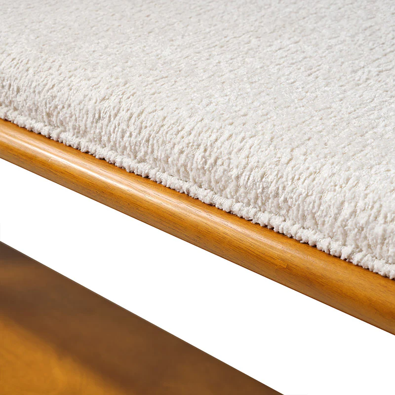 Mid-Century Modern Wood Bench with Open Shoe Storage Shelf - Image 8