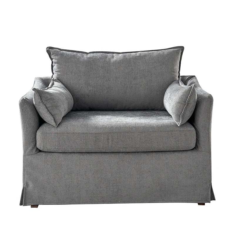 Miles Slipcovered Armchair with Large Ottoman - Image 11