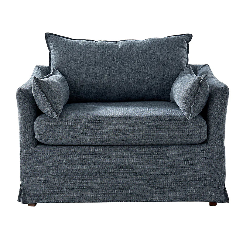 Miles Slipcovered Armchair with Large Ottoman - Image 18