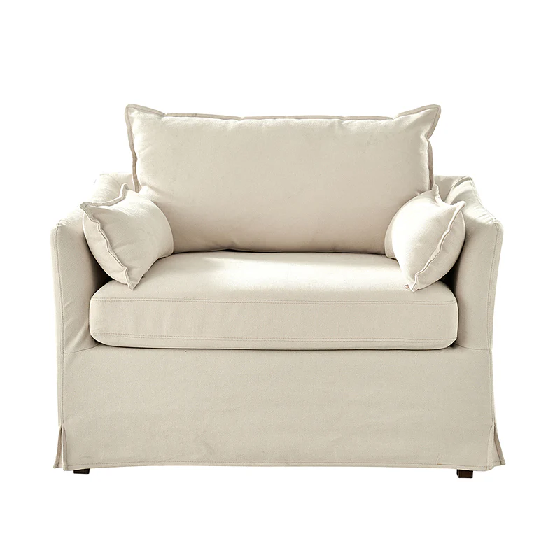 Miles Slipcovered Armchair with Large Ottoman - Image 4