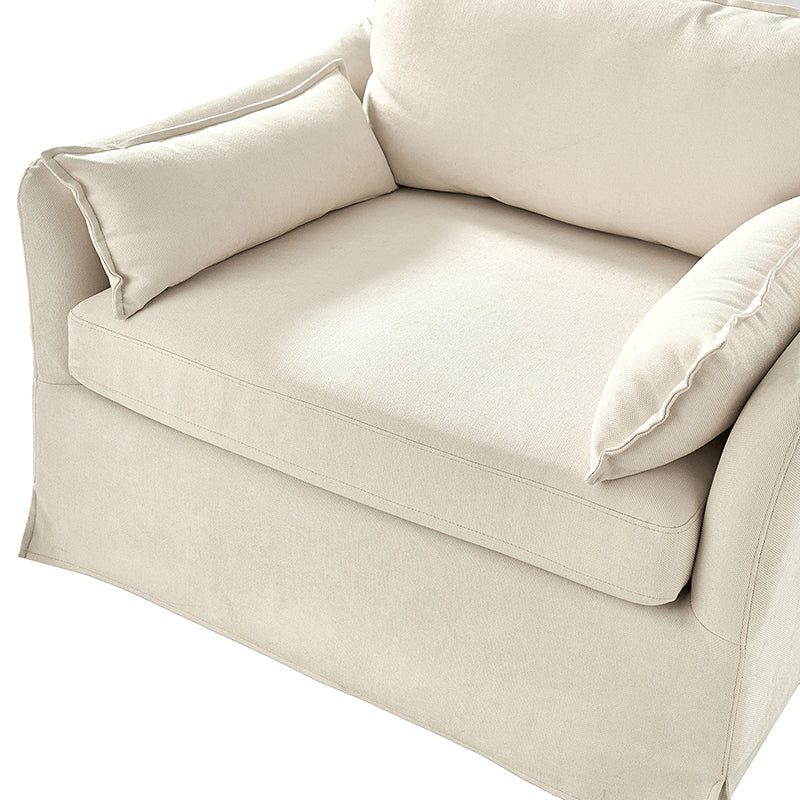 Miles Slipcovered Armchair with Large Ottoman - Image 7