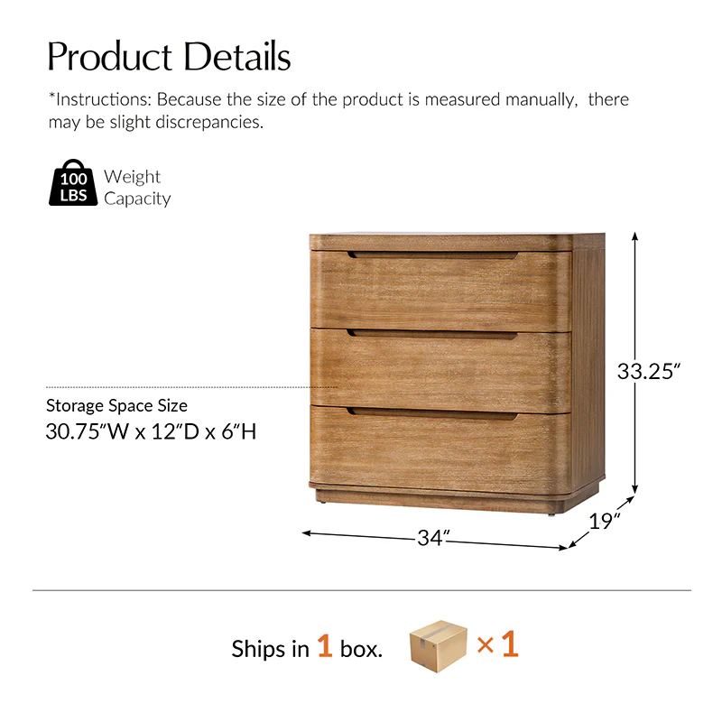 Modern 3-Drawer Nursery Dresser - Image 4