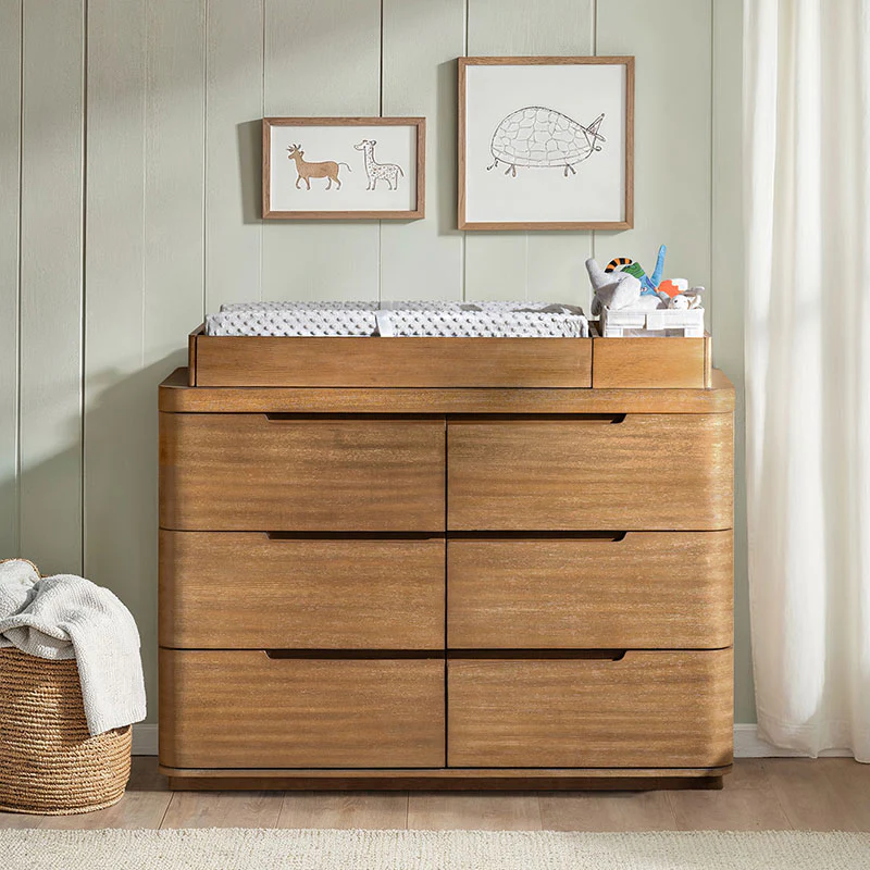 Modern 6-Drawer Nursery Dresser - Wide Wooden Storage Cabinet for Bedroom & Living Room - Image 5