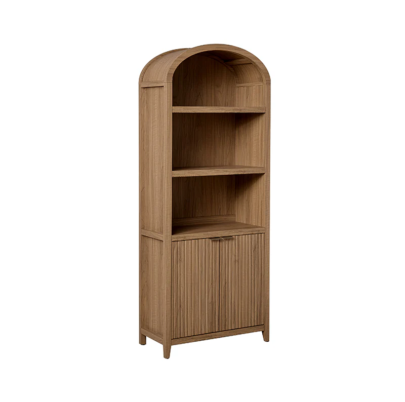 Modern Arched Bookcase with Slatted Cabinet - Image 13