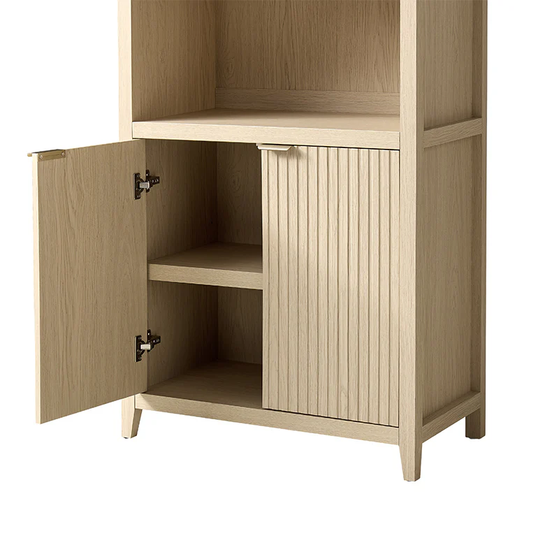 Modern Arched Bookcase with Slatted Cabinet - Image 4