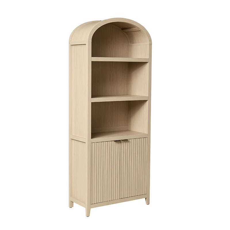 Modern Arched Bookcase with Slatted Cabinet - Image 6