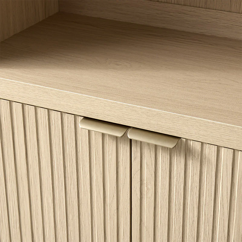 Modern Arched Bookcase with Slatted Cabinet - Image 8