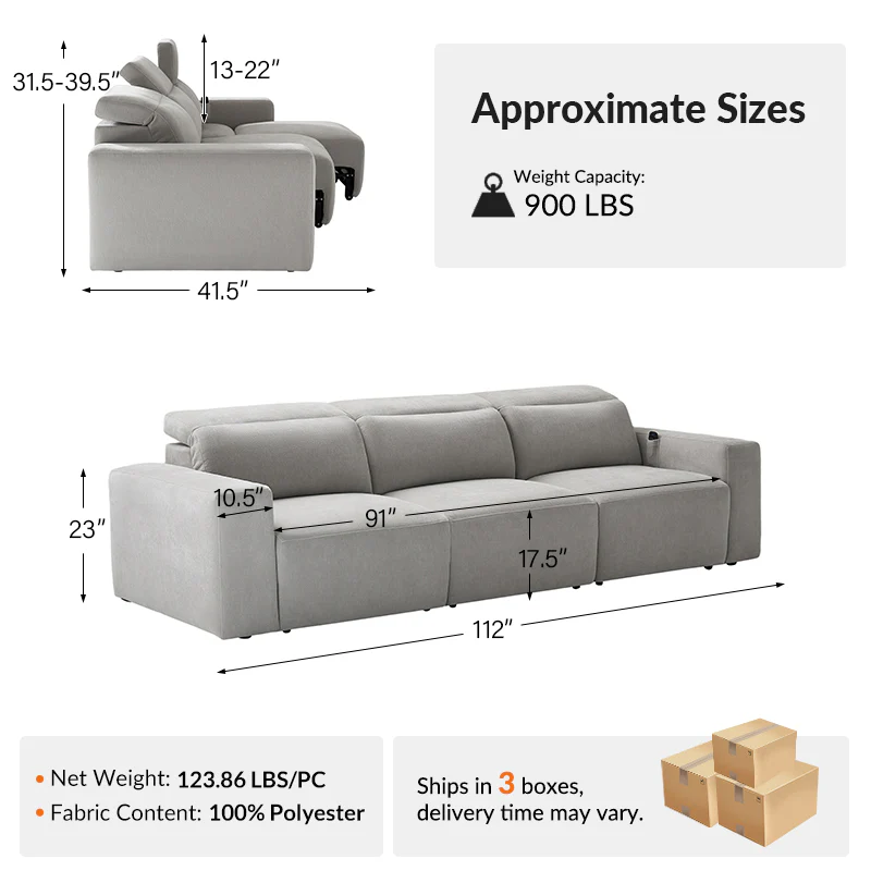 Moussea Modern Chenille Power Reclining Sofa with Sofa Bed Functionality - Image 14