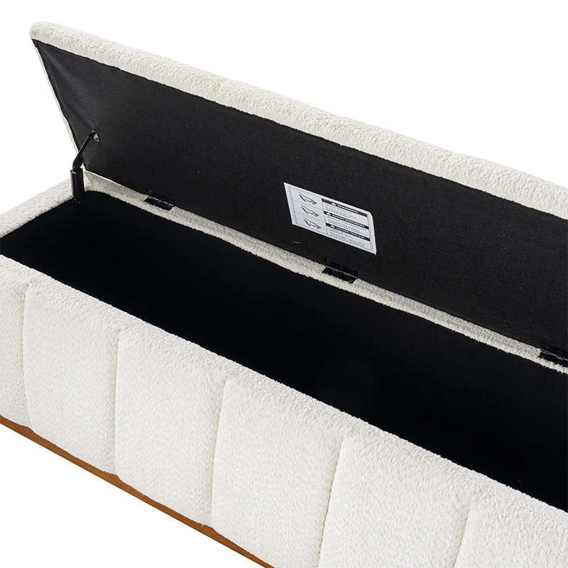 Modern Chenille Storage Bench - No-Assembly Upholstered Seat - Image 16