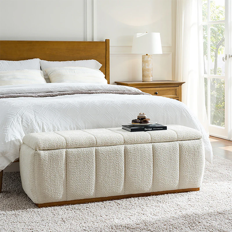 Modern Chenille Storage Bench - No-Assembly Upholstered Seat - Image 17