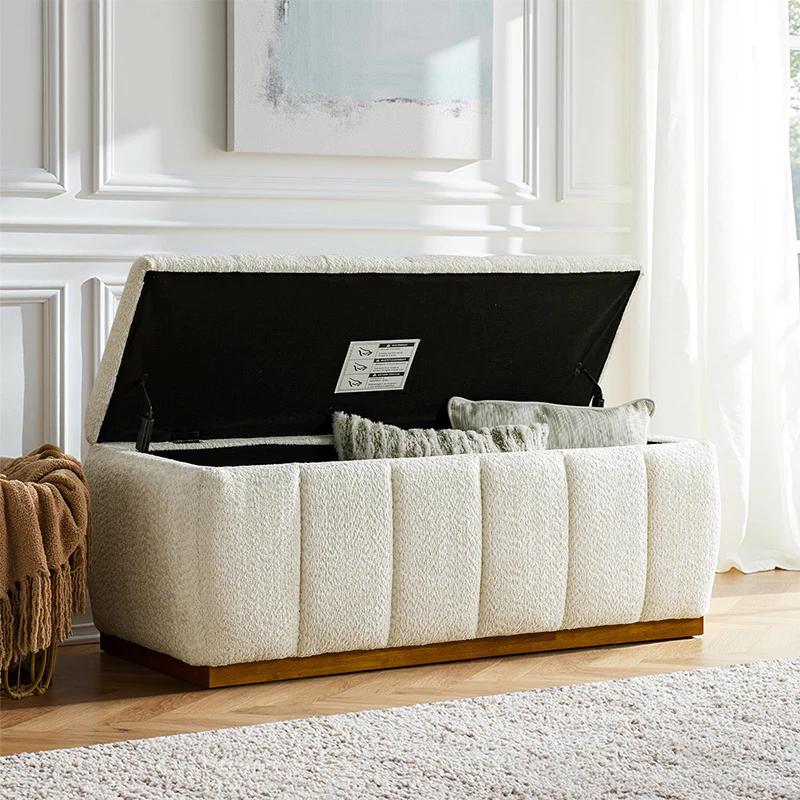 Modern Chenille Storage Bench - No-Assembly Upholstered Seat - Image 18