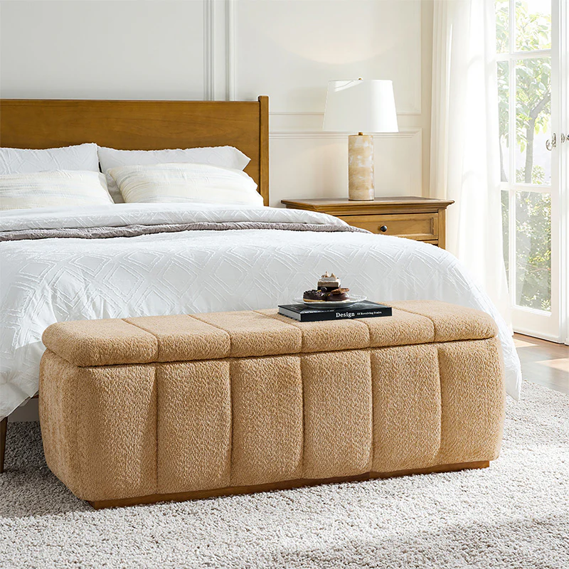 Modern Chenille Storage Bench - No-Assembly Upholstered Seat - Image 25