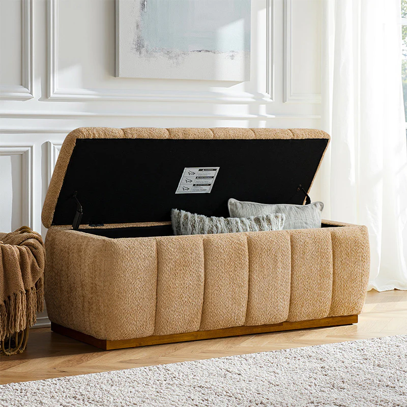 Modern Chenille Storage Bench - No-Assembly Upholstered Seat - Image 26