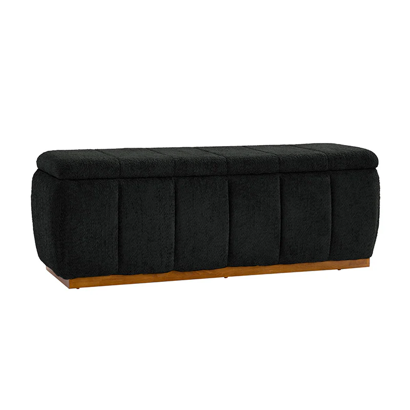 Modern Chenille Storage Bench - No-Assembly Upholstered Seat - Image 5