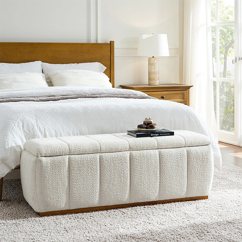 Modern Chenille Storage Bench - No-Assembly Upholstered Seat - Image 9