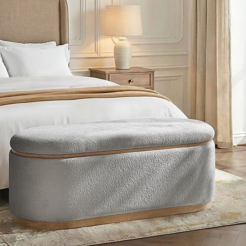 Modern Chenille Storage Bench with Hidden Seat Storage - Image 25