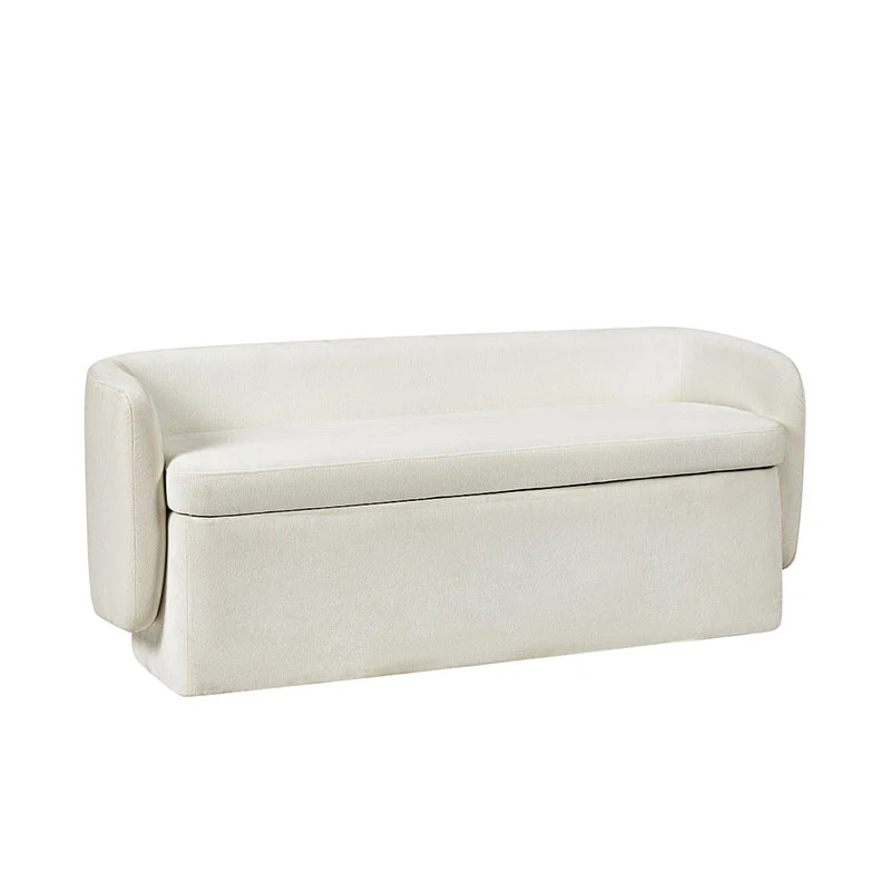 Modern Chenille Storage Bench with Wraparound Backres - Image 12