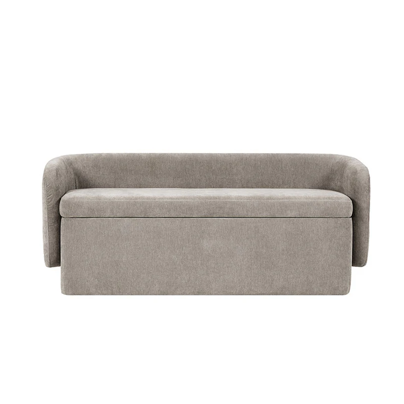 Modern Chenille Storage Bench with Wraparound Backres - Image 19