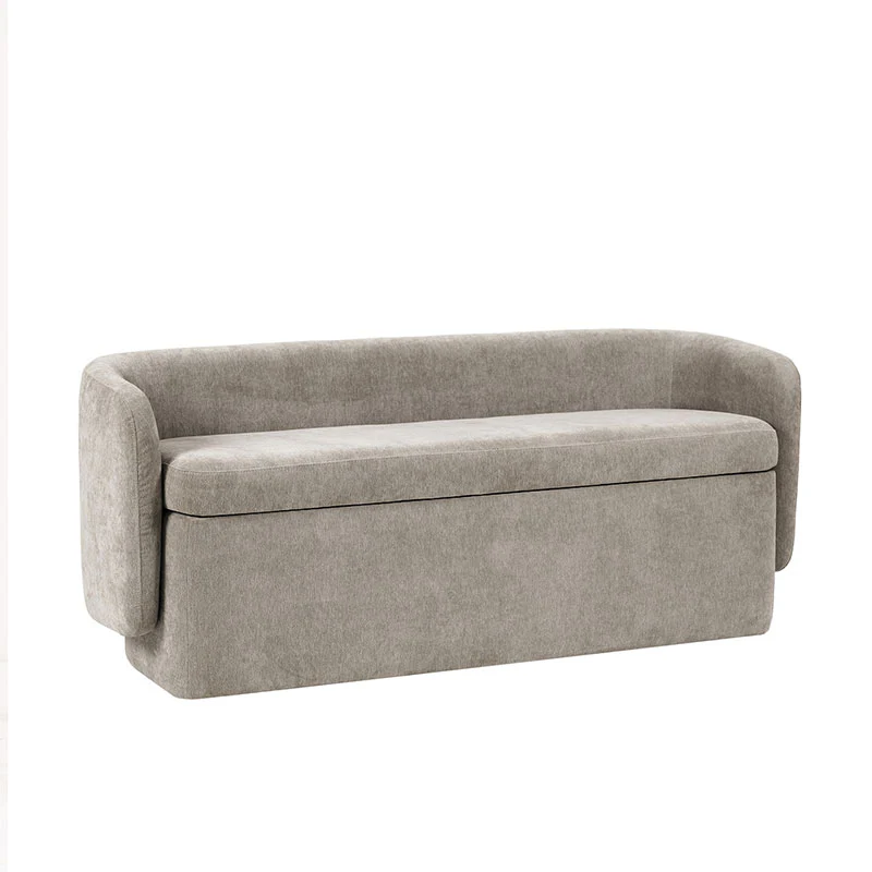 Modern Chenille Storage Bench with Wraparound Backres - Image 20