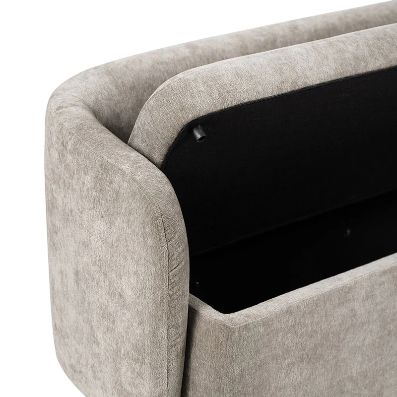 Modern Chenille Storage Bench with Wraparound Backres - Image 23
