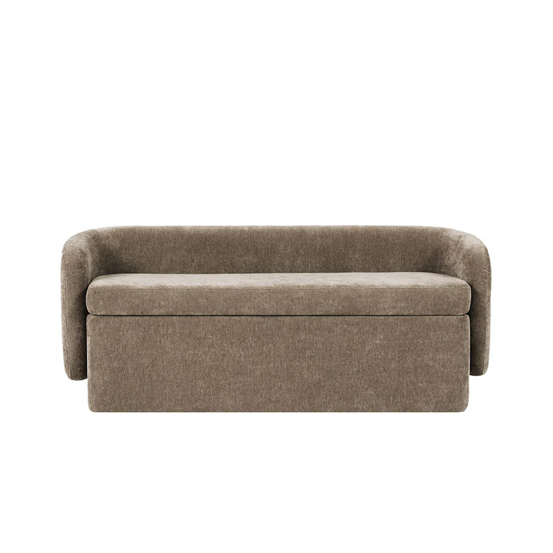 Modern Chenille Storage Bench with Wraparound Backres - Image 27