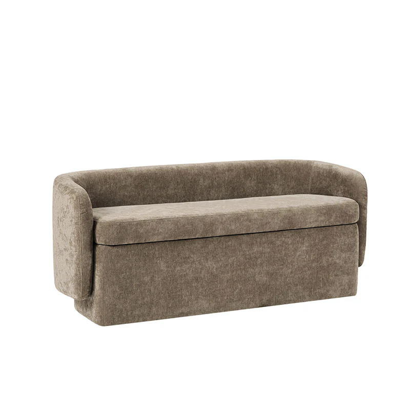 Modern Chenille Storage Bench with Wraparound Backres - Image 28