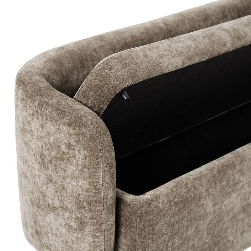 Modern Chenille Storage Bench with Wraparound Backres - Image 30